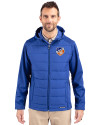 FC Cincinnati Cutter & Buck Evoke Hybrid Softshell Recycled Full Zip Mens Hooded Jacket Tour Blue Front Thumbnail Image