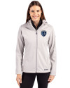 Sporting Kansas City Cutter & Buck Evoke Softshell Recycled Full Zip Womens Jacket CONCRETE Front Thumbnail Image