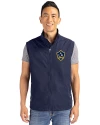 View image 4: LA Galaxy Cutter & Buck Charter Recycled Packable Mens Big & Tall Full Zip Vest Navy Blue Front