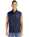 Sporting Kansas City Cutter & Buck Charter Eco Full-Zip Mens Big & Tall Vest Navy Blue Front Thumbnail Image