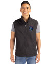 San Jose Earthquakes Cutter & Buck Charter Eco Recycled Mens Full-Zip Vest Black Front Thumbnail Image