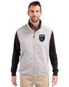 San Jose Earthquakes Cutter & Buck Charter Eco Recycled Mens Full-Zip Vest Polished Medium Gray Front Thumbnail Image