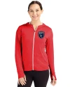 San Jose Earthquakes Cutter & Buck Daybreak Eco Recycled Womens Full Zip Hoodie Red Front Thumbnail Image