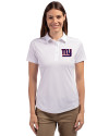 New York Giants Cutter & Buck Prospect Eco Textured Stretch Recycled Womens Short Sleeve Polo White Front Thumbnail Image
