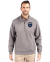 San Jose Earthquakes Cutter & Buck Roam Epic Versatility Recycled Quarter Zip Mens Pullover Elemental Grey Front Thumbnail Image