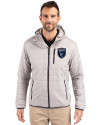 San Jose Earthquakes Cutter & Buck Rainier Primaloft Eco Mens Full Zip Hooded Jacket Polished Medium Gray Front Thumbnail Image