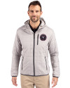 View image 4: Inter Miami CF Cutter & Buck Rainier Recycled Insulated Puffer Mens Full Zip Hooded Jacket Polished Medium Gray Front