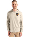 Real Salt Lake Cutter & Buck Coastline Epic Comfort Recycled Mens Hooded Shirt Wheat Front Thumbnail Image