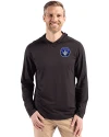 View image 1: CF Montréal Cutter & Buck Coastline Recycled Double Peached Mens Hooded Pullover Black Front