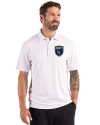 San Jose Earthquakes Cutter & Buck Forge Epic Confidence Fine Line Stripe Stretch Recycled Mens Polo White/Polished Front Thumbnail Image