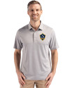 LA Galaxy Cutter & Buck Forge Epic Confidence Fine Line Stripe Stretch Recycled Mens Polo Polished/White Front Thumbnail Image