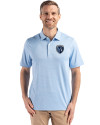 Sporting Kansas City Cutter & Buck Forge Epic Confidence Fine Line Stripe Stretch Recycled Mens Polo Atlas/White Front Thumbnail Image