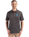 Charlotte FC Cutter & Buck Forge Epic Confidence Fine Line Stripe Stretch Recycled Mens Polo Black/White Front Thumbnail Image