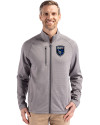 San Jose Earthquakes Cutter & Buck Peshastin Fleece Recycled Mens Full Zip Jacket Elemental Grey Heather Front Thumbnail Image