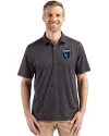 San Jose Earthquakes Cutter & Buck Pike Eco Shadow Check Print Recycled Mens Big & Tall Polo Black Front Thumbnail Image