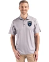 San Jose Earthquakes Cutter & Buck Pike Eco Shadow Check Print Recycled Mens Big & Tall Polo Polished Medium Gray Front Thumbnail Image