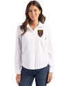Real Salt Lake Cutter & Buck Advantage Tri-Blend Eco Soft Pique Long Sleeve Knitted Womens Button Up White Front Thumbnail Image