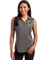 Columbus Crew Cutter & Buck Forge Eco Stretch Recycled Womens Sleeveless Polo Dark Black Heather Front Thumbnail Image