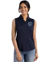 View image 10: Sporting Kansas City Cutter & Buck Forge Recycled Four-Way Stretch Womens Sleeveless Polo Navy Blue Front