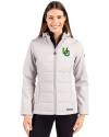 Oregon Ducks- Cutter & Buck Evoke Hybrid Softshell Recycled Full Zip Womens Hooded Jacket CONCRETE Front Thumbnail Image