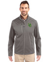 Oregon Ducks- Cutter & Buck Evoke Softshell Recycled Full Zip Mens Jacket Elemental Grey Front Thumbnail Image