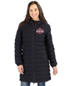Ohio State Buckeyes 2024 CFP National Champions Cutter & Buck Mission Ridge Repreve Eco Insulated Womens Long Puffer Jacket Black Front Thumbnail Image