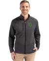 Oregon Ducks- Cutter & Buck Peshastin Fleece Recycled Mens Full Zip Jacket Black Heather Front Thumbnail Image