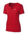 New York Giants Cutter & Buck Short Womens Sleeve Rally Split Neck Top Red Mannequin Thumbnail Image