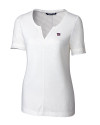 New York Giants Cutter & Buck Short Womens Sleeve Rally Split Neck Top White Mannequin Thumbnail Image