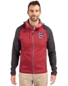 St. Louis Cardinals- Cutter & Buck Mainsail Full Zip Hooded Mens Jacket Cardinal Red Heather/Charcoal Heather Front Thumbnail Image