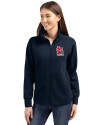 View image 4: St. Louis Cardinals- Cutter & Buck Roam Recycled Buttery-Soft Knit Womens Full Zip Jacket Navy Blue Front