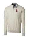 St. Louis Cardinals Cutter & Buck Lakemont Tri-Blend Mens Big and Tall Quarter Zip Pullover Sweater Oatmeal Heather Mannequin Thumbnail Image