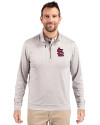 St. Louis Cardinals Cutter & Buck Stealth Heathered Quarter Zip Mens Pullover Polished Medium Gray Front Thumbnail Image