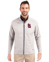 St. Louis Cardinals Cutter & Buck Adapt Eco Knit Hybrid Recycled Mens Full Zip Jacket Polished Medium Gray Front Thumbnail Image