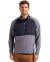 St. Louis Cardinals Cutter & Buck Adapt Eco Knit Hybrid Recycled Mens Quarter Zip Navy Blue Heather/Navy Blue Front Thumbnail Image