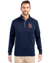 St. Louis Cardinals Cutter & Buck Adapt Eco Knit Stretch Recycled Mens Big and Tall Quarter Zip Pullover Navy Blue Front Thumbnail Image