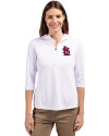 View image 10: St. Louis Cardinals Cutter & Buck Virtue Recycled Featherlight Pique Womens Half Zip Hooded Pullover White Front