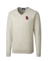 St. Louis Cardinals Cutter & Buck Lakemont Tri-Blend Mens V-Neck Pullover Sweater Oatmeal Heather Mannequin Thumbnail Image