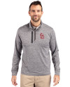 St. Louis Cardinals Cutter & Buck Stealth Heathered Mens Big and Tall  Quarter Zip Pullover Elemental Grey Front Thumbnail Image