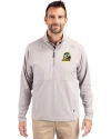 Oregon Ducks Cutter & Buck Adapt Eco Knit Hybrid Recycled Mens Quarter Zip Polished Medium Gray Front Thumbnail Image