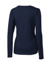 Los Angeles Chargers Cutter & Buck Long Sleeve Womens Double V-Neck Shirt Liberty Navy Mannequin Back Thumbnail Image