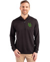 Oregon Ducks- Cutter & Buck Virtue Eco Pique Recycled Quarter Zip Mens Big & Tall Pullover Black Front Thumbnail Image