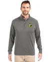 Oregon Ducks Cutter & Buck Adapt Eco Knit Stretch Recycled Mens Quarter Zip Pullover Elemental Grey Front Thumbnail Image