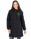 Oregon Ducks- Cutter & Buck Mission Ridge Repreve Eco Insulated Womens Long Puffer Jacket Black Front Thumbnail Image