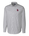 St. Louis Cardinals Cutter & Buck Stretch Oxford Stripe Mens Long Sleeve Dress Shirt Charcoal Mannequin Thumbnail Image