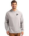 Atlanta Falcons Cutter & Buck Adapt Recycled Soft Knit Stretch Mens Heathered Hooded Pullover Polished Heather Front Thumbnail Image