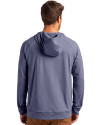 New York Giants Historic Cutter & Buck Adapt Knit Recycled Mens Heathered Hooded Pullover Navy Blue Heather Back Thumbnail Image