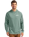 View image 4: New York Jets Cutter & Buck Adapt Recycled Soft Knit Stretch Mens Heathered Hooded Pullover Hunter Heather Front
