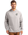 New Orleans Saints Historic Cutter & Buck Adapt Recycled Soft Knit Stretch Mens Heathered Hooded Pullover Polished Heather Front Thumbnail Image