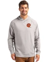 Cincinnati Bengals Historic Cutter & Buck Adapt Recycled Soft Knit Stretch Mens Heathered Hooded Pullover Polished Heather Front Thumbnail Image
